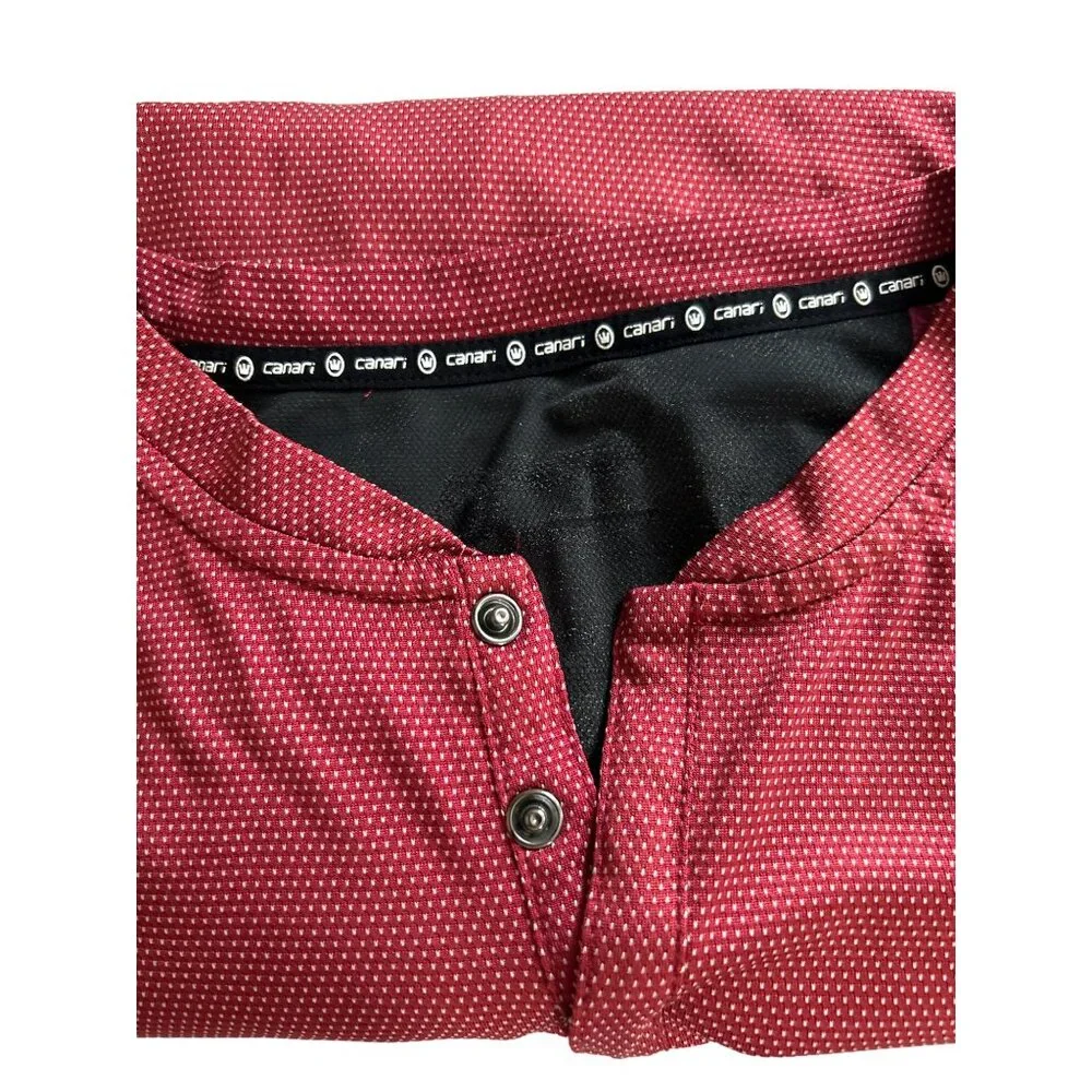 Canari Mens Red & Black Snap Top Cycling Jersey With Rear Zipper Pocket Size L - Picture 8 of 8